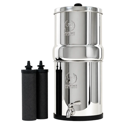 Phoenix steel gravity water filter with its spigot