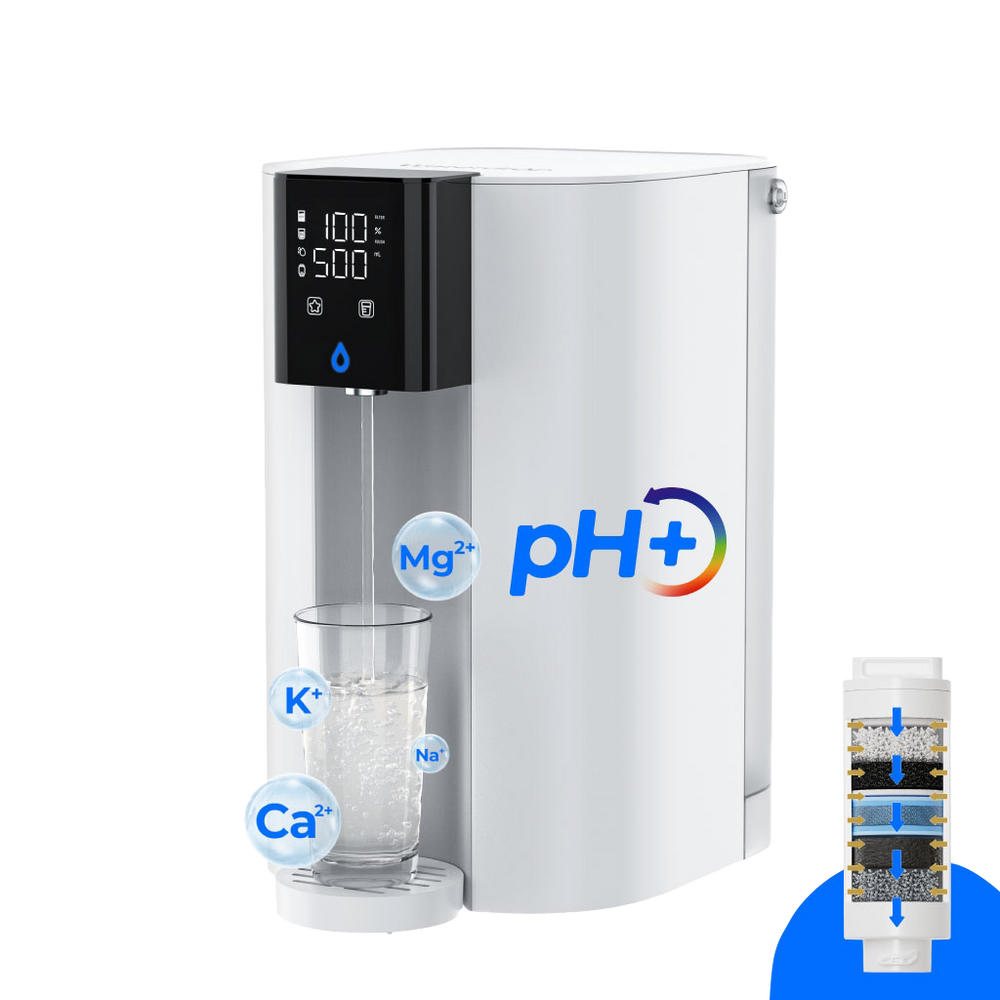 Waterdrop C1SL countertop reverse osmosis system with its pitcher